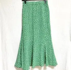 花柄 マーメイドスカート ロングスカート グリーン 緑 小花柄 シフォン 可愛い