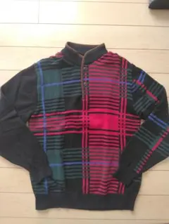 SIMPLE LIFE チェック柄ハイネックセーター