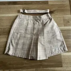 キュロットスカート　ベージュ　チェック　サイズ:160