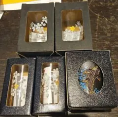 桜の花模様と金魚のグラス5個セット