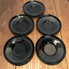 美品　輪島塗　木製　漆塗り　茶托　茶たく　工芸品　漆黒　銀彩の模様が美しい