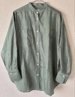 ジャーナルスタンダードレリューム バンドカラーシアーシャツ　カーキ