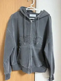 ダブルジップパーカー グレー