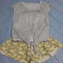 レディース　キッズ　女の子　ストライプキャミソール水着セット