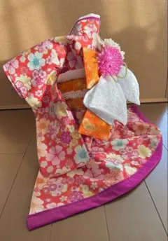 わんちゃん女の子　引きずり大振袖　Mサイズ