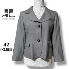 【美品】courreges クレージュ シルクブレンド 総柄 ジャケット 42