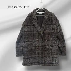 【classicalelf】ブークレー起毛チェック柄ダブルジャケットコートのサムネイル