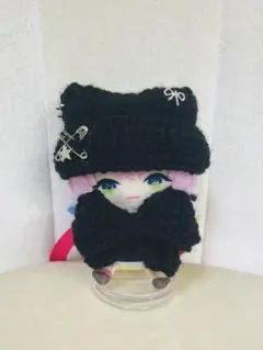 にじぱぺっと　猫耳ニット帽　リボン　黒