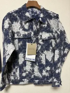 デニムジャケット 総柄　ブルー　L