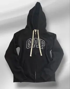 GAP ロゴ ジップアップパーカー ブラック XXS レディース