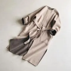 FRAY I.D ウール カシミヤ バイカラー リバーコート モカ×ベビーピンク