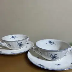 146-1)ノリタケ　クラフトーン　スープカップ＆ソーサー ２セットケーキ皿2枚