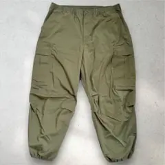 GU スーパーワイドカーゴパンツ メンズ オリーブ ウエスト総ゴム 3XL大きい