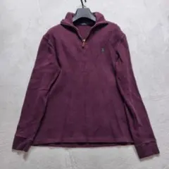 美品　ポロラルフローレン　プルオーバー　ハーフジップ　ポニー　刺繍　ワインレッド