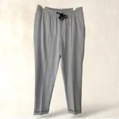 ZARA ザラ　カジュアルパンツ　M　ライトグレー　ストライプ柄　ウエストゴム