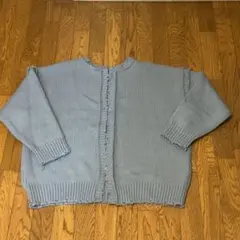 【W.W.G】ダメージニット カーディガン 2way 厚め くすみ 水色