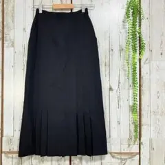 ロングスカート タイト ブラック シルバーボタン 裏地あり タック プリーツ