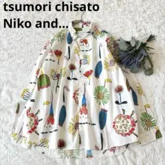 ツモリチサト ニコアンド コミックフラワー コットン シャツ 長袖 花柄 S