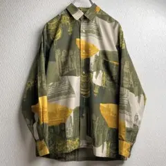レトロ 古着 シャツ 柄シャツ ガラシャツ 総柄 デザインシャツ 長袖