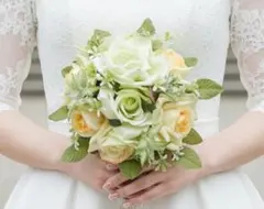 ウェディングブーケ　ラウンドブーケ　アーティフィシャルフラワー造花　ミニブーケ