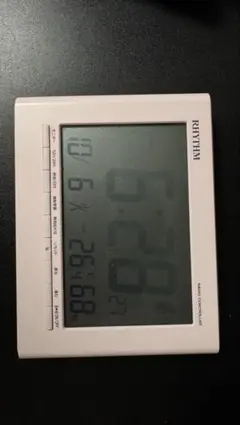 RHYTHM 電波時計 デジタル 置時計 温湿度計　ピンク