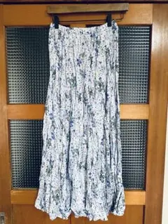 ※セール中　ZARA シワ加工 花柄プリーツロングスカート 未使用