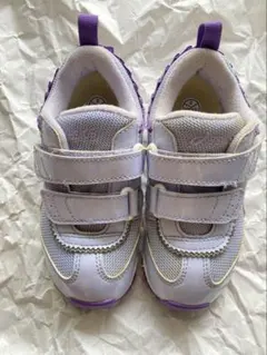 ASICS スニーカー 紫と白 マジックテープ