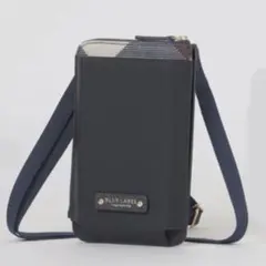 パーシャルクレストブリッジチェックPVCスマホポシェット　ネイビー