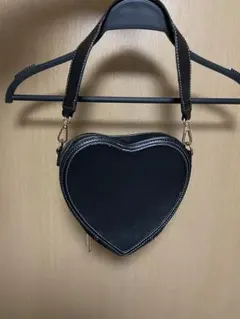 Heather ステッチハートBAG 190667 ショルダーバッグ　ブラック