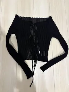 OHOTORO ブラックリブ編みカーディガンのサムネイル