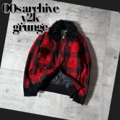 00s archive far check wool jacke y2k