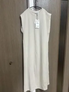 ZARA ベージュ ノースリーブ ロングワンピース