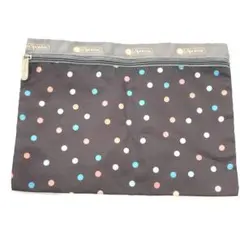 Y506-188【美品】LeSportsacレスポートサック ナイロンポーチ 茶