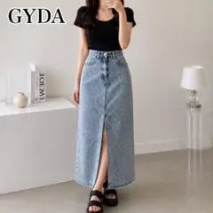 GYDA ケミカルデニムロングスカート スリット タグ付 Y2K ロゴありのサムネイル