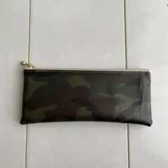ペンケース スリムポーチ ラミネート カモフラ カーキ 迷彩 ハンドメイド