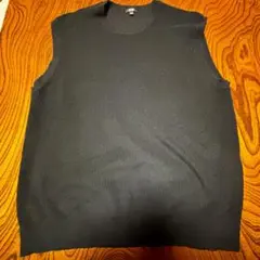 ユニクロ オーバーサイズクルーネックベスト L ブラック