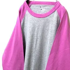 チャンピオン 七分丈ロンT Tシャツグレー 灰色 L 古着