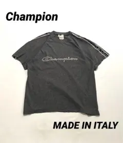 80’s~90’s イタリア製 チャンピオン プリントTシャツ ラインテープ