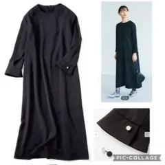 IEDIT[イディット]　大きいサイズ　4L 大人女性のための純黒ワンピース