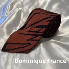 Dominique Franceブラウンと黒のフランス製ストライプ高級ネクタイ