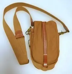 キャメル色 キャンバス＆レザー ショルダーバッグ