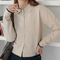 新品　モチモチ衿付きカーディガン　ホワイト　完売品　定価6,600円