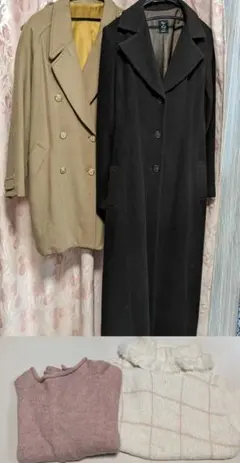 昭和平成古着おまとめ　コート２枚♡セーター２枚 　①　M〜L