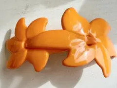年代物 当時物 未使用 オレンジ 大きなお花 レトロ vintageバレッタ