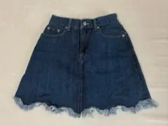 デニム フリンジ裾 ミニスカート
