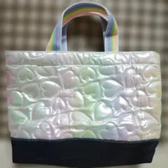 （ハンドメイド）圧着キルト　ミニレッスンバッグ　お道具袋　辞書バッグ