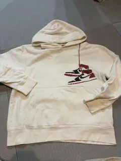 JORDAN スニーカー刺繍 ホワイトパーカー L