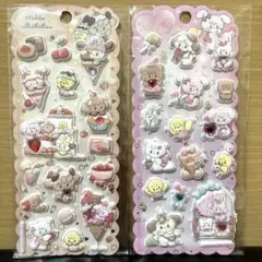 mikkoミッコ 3D 立体 ストーン付 ぷっくり ぷくぷくシール 2枚セット