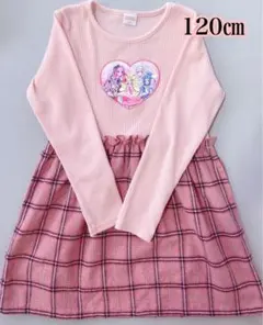 BANDAIキミとアイドルプリキュア♪長袖ワンピース　ハートアップリケ付きのサムネイル