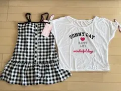 水着　チェック柄ワンピース　Tシャツセット　170 新品